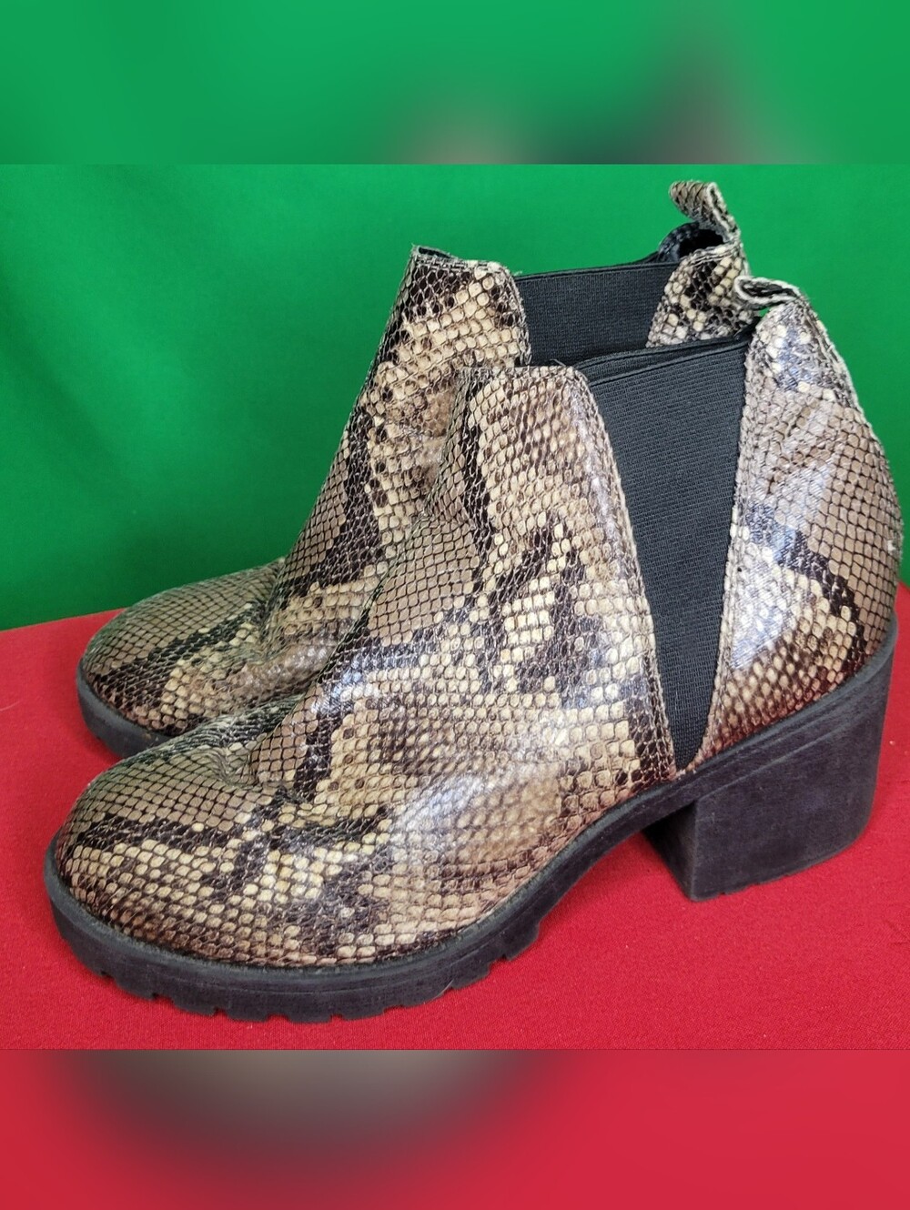Snake-Print Chelsea Ankle Boots Brown Dirty Laundry Lisbon Size 8 Booties